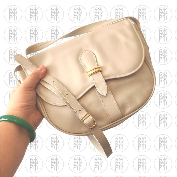 St Michael Handbags - Cream St Michael Leather Vintage 90s Satchel Handbag